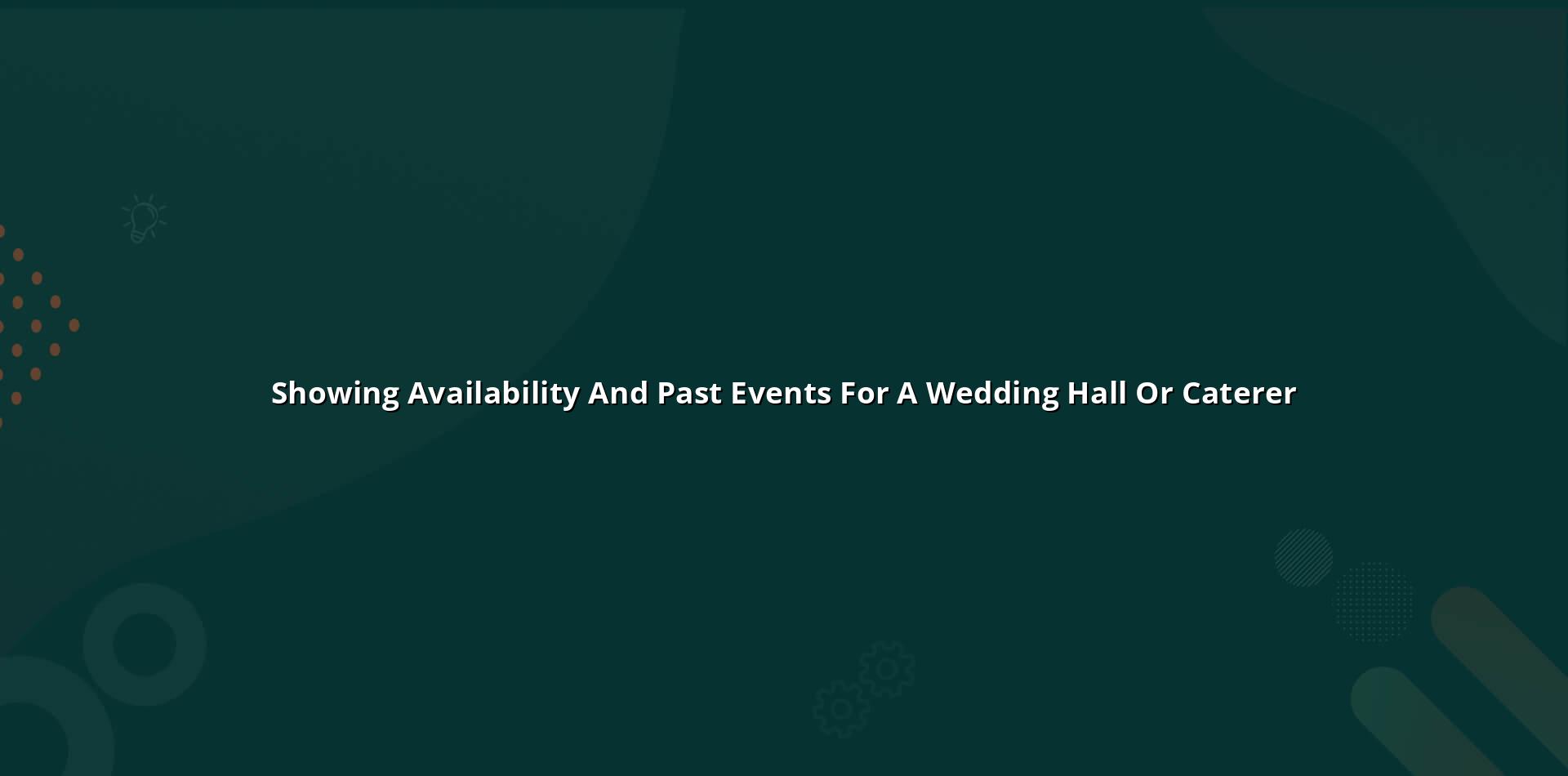 Wedding hall and caterer website layout showing availability, event photos and enquiry details