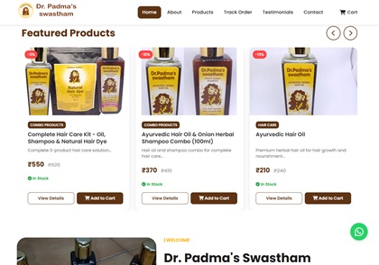 DrPadmasSwastham.com Ecommerce App